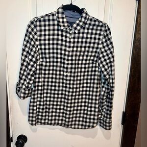 Tommy Hilfiger Black and White Checkered Half-Button Shirt